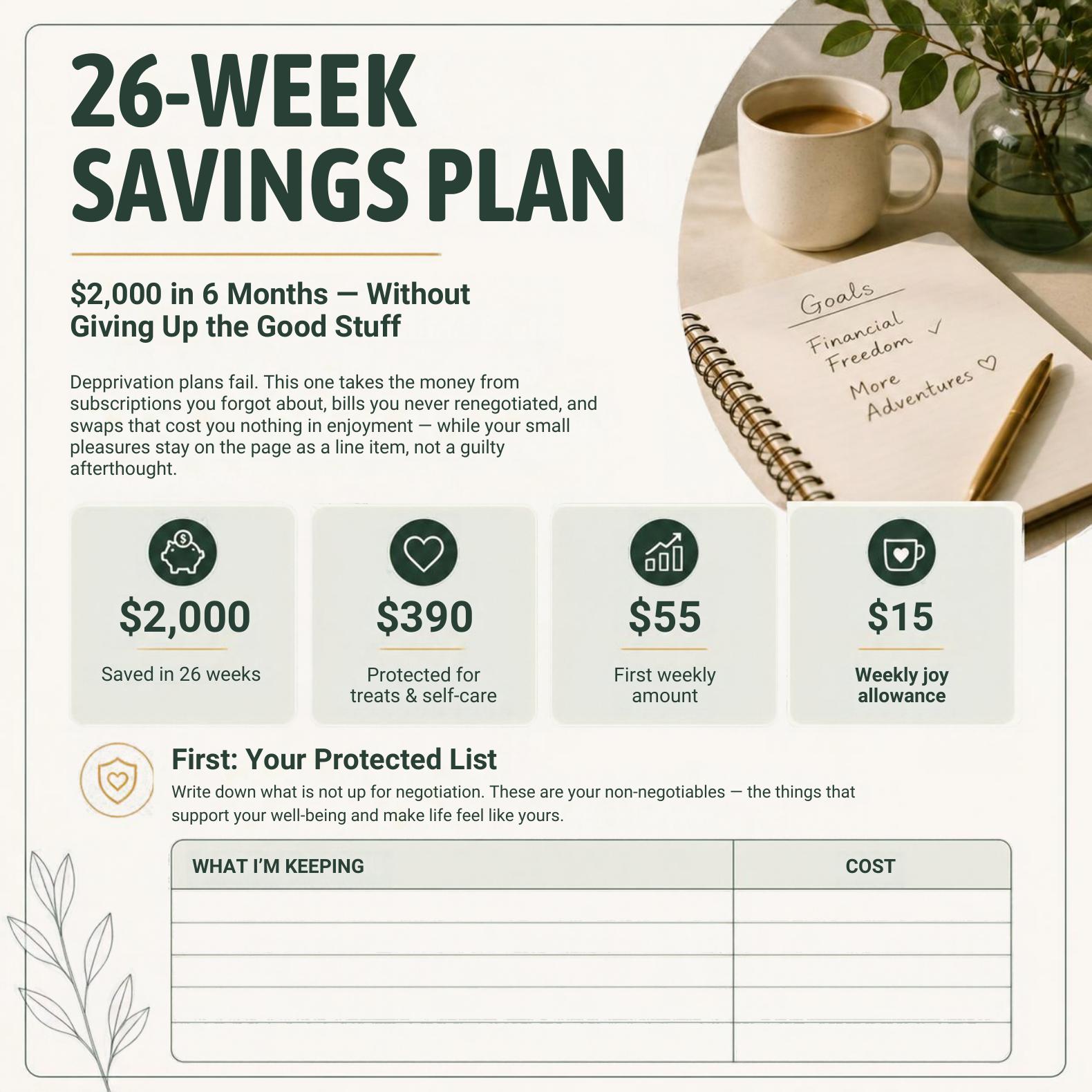 I saved $2,000 without giving up my coffee order — here's the exact sheet page 1 preview