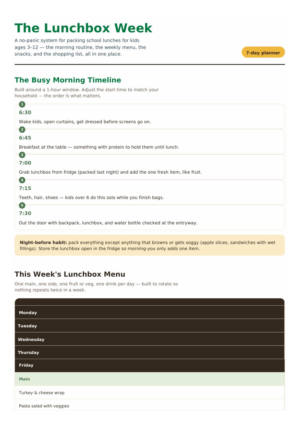 The 7-day lunchbox system so 7am isn't a negotiation page 1 preview